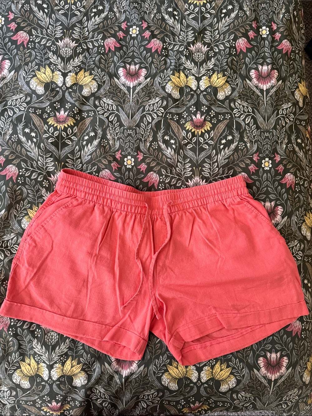 Old Navy Coral Drawstring Linen Shorts